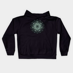 Symmetric Dragonflys - Distressed Shaded Mandala -Grn Kids Hoodie